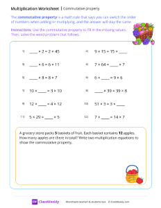 Commutative property - Fruit | Math Worksheet