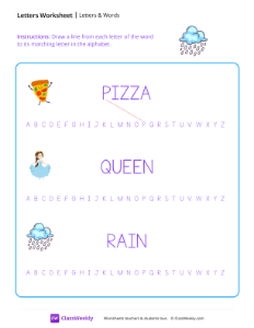 Letters & Words - Rain | Reading & Writing Worksheet