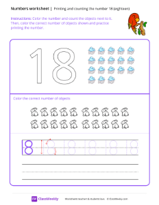 Count and Print (18) - Parrot Branch | Math Worksheet