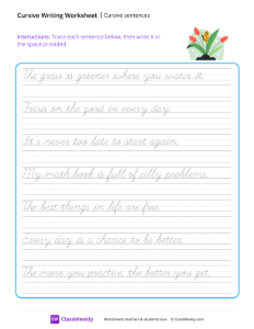 worksheet-Cursive-Sentences---Grass