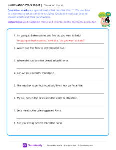 Quotation Marks - Cat | Grammar Worksheet