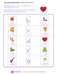 Beginning Consonants - Heart | Reading & Writing Worksheet