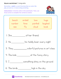 Using verbs - Swim | Grammar Worksheet