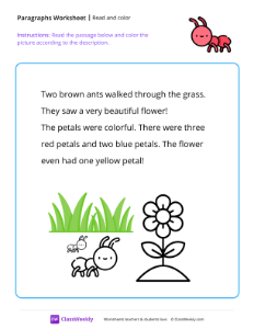 Read and color - Ant | Reading & Writing Worksheet