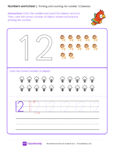 Count and Print (12) - Parrot | Math Worksheet