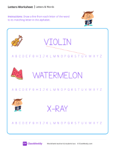 Letters & Words - X-ray | Reading & Writing Worksheet