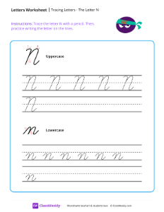 Cursive N | Reading & Writing Worksheet