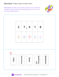 5-digit number and Place values - Mask | Math Worksheet