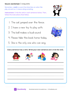 Writing verbs - Think | Grammar Worksheet