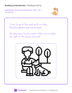 Read and Color - Playful Pup | Reading & Writing Worksheet