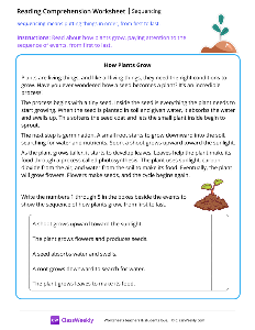 Sequencing - How Plants Grow | Reading & Writing Worksheet