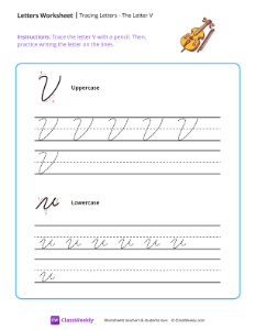 Cursive V | Reading & Writing Worksheet