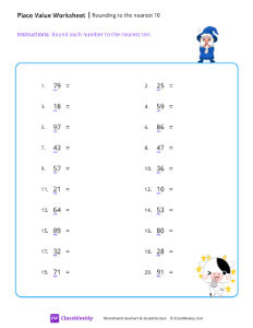 Rounding to the nearest 10 - Wizard | Math Worksheet