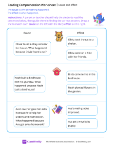 Cause and Effect - Bird | Reading & Writing Worksheet