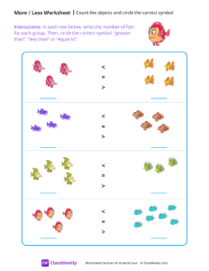 Count the Objects and Circle the Correct Symbol - Red Fish | Math Worksheet