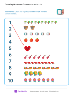 Count and Match (1-10) - TV | Math Worksheet