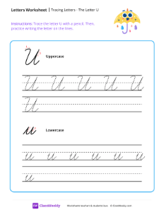 Cursive U | Reading & Writing Worksheet