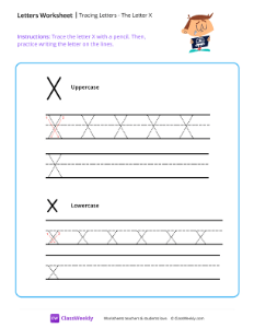 Tracing Letters - The Letter X | Reading & Writing Worksheet