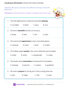 worksheet-Words-with-similar-meanings---Chef