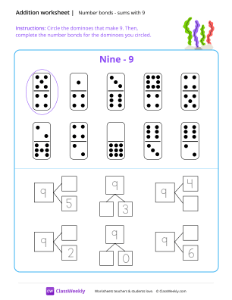 worksheet-Number-bonds-(sums-with-9)---Seaweed