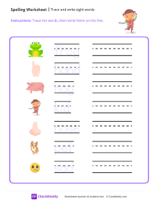 Trace and Write Sight Words - Merry Mary | Reading & Writing Worksheet