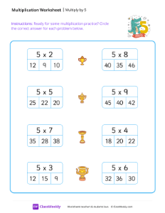 Multiplication Practice - Multiply by 5 | Math Worksheet