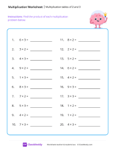 Multiplication tables (2 and 3) - Brain | Math Worksheet