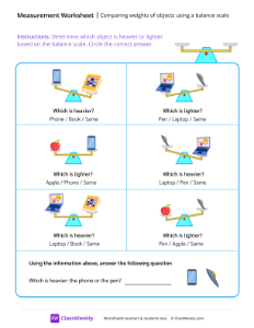 worksheet-Comparing-weights-of-objects-using-a-balance-scale---Scale