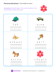 Unscramble The Letters - Flower | Reading & Writing Worksheet