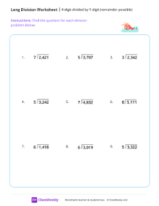 worksheet-4-digit-divided-by-1-digit-(remainder-possible)---Swimming