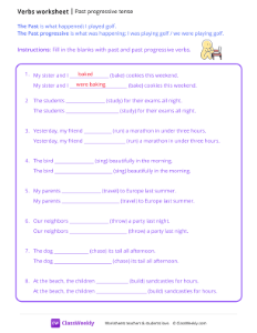 Past Progressive Tenses - Working | Grammar Worksheet