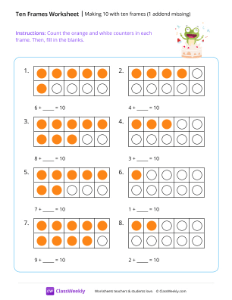 Making 10 with ten frames (1 addend missing) - Celebration | Math Worksheet