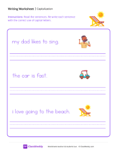 worksheet-First-Word-Capitalization---Beach-Chair