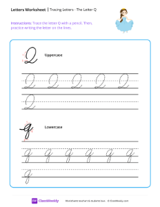 Cursive Q | Reading & Writing Worksheet