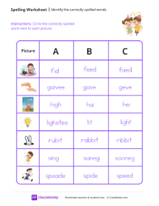 Identify the Correctly Spelled Words - Friends | Reading & Writing Worksheet