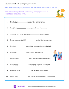 Using irregular nouns - Cacti | Grammar Worksheet