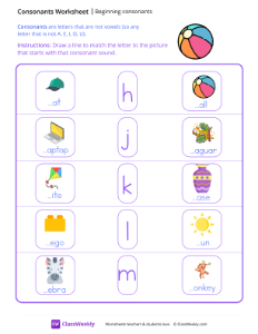 Beginning Consonants - Ball | Reading & Writing Worksheet