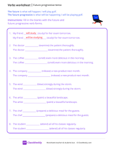 Future Progressive Tense - Running Laptop | Grammar Worksheet