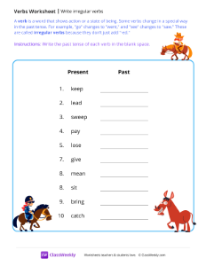 Write irregular verbs - Horse | Grammar Worksheet