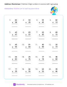 worksheet-Add-two-2-digit-numbers-in-columns-(with-regrouping)---Travel