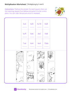 Multiply by 4 and 6 - Sea Turtle | Math Worksheet