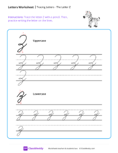 Cursive Z | Reading & Writing Worksheet