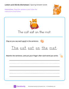 Spacing between words - Cat | Reading & Writing Worksheet