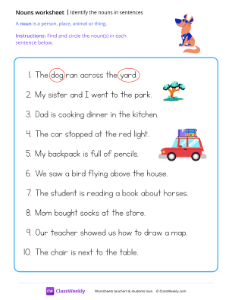 worksheet-Identify-the-nouns-in-sentences---Dog