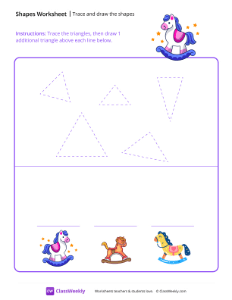 Trace and draw the shapes - Triangles | Math Worksheet