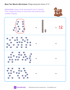 Regrouping into blocks of 10 - Chess | Math Worksheet