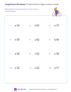 worksheet-2-digit-divided-by-1-digit-(remainder-possible)---Diving