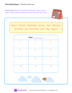 Months of the year (with word bank) - Calendar | Math Worksheet