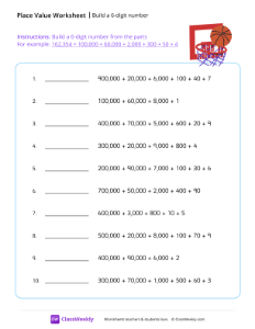 Build a 6-digit number - Basketball | Math Worksheet