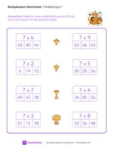 Multiply by 7 - Seven Tigers-worksheet